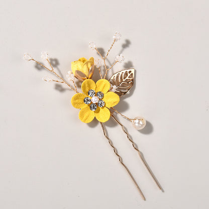 Bridal Blue Flower Hairpin Forest Inspired Wedding Hairpiece