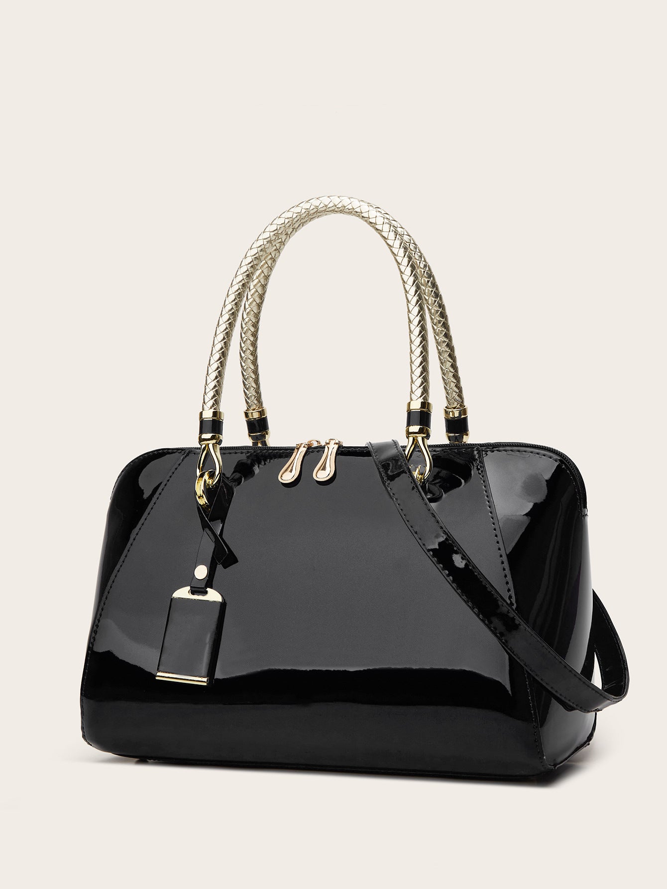 Versatile Patent Leather Boston Tote Bag for Women