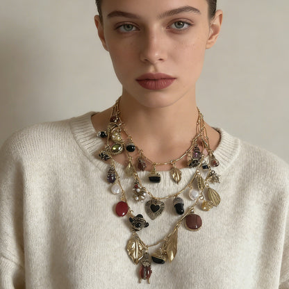Necklace Layered Geometric Pendant Stackable Boho
