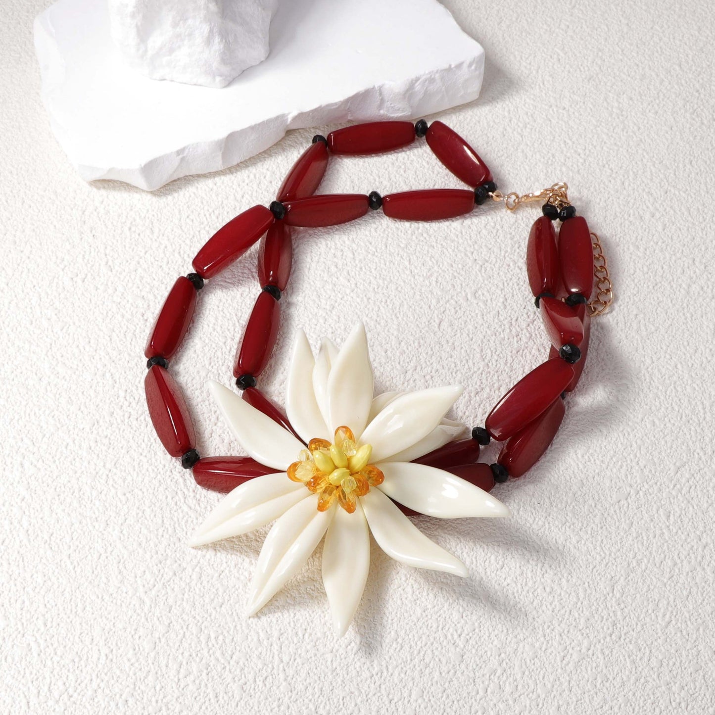 Necklace Floral Double Layer Bamboo Link Statement