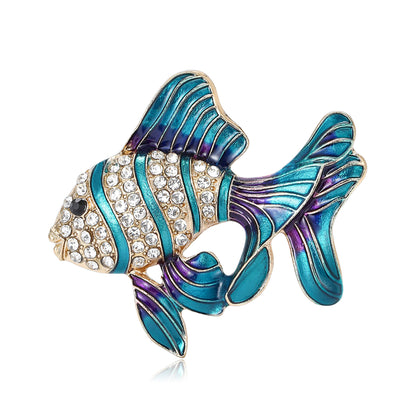 Luxury Enamel Goldfish Brooch Pendant Cute Animal Pin Jewelry