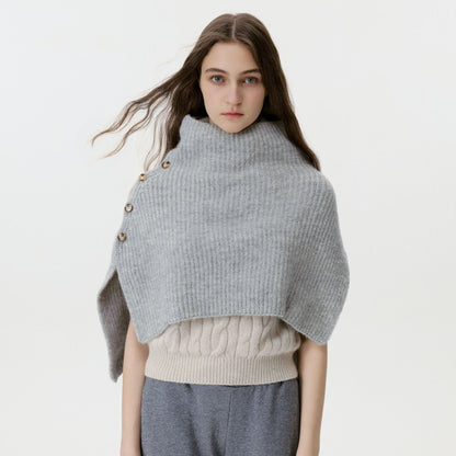 Chic High-Neck Button Neck Warmer Cozy Knit Scarf