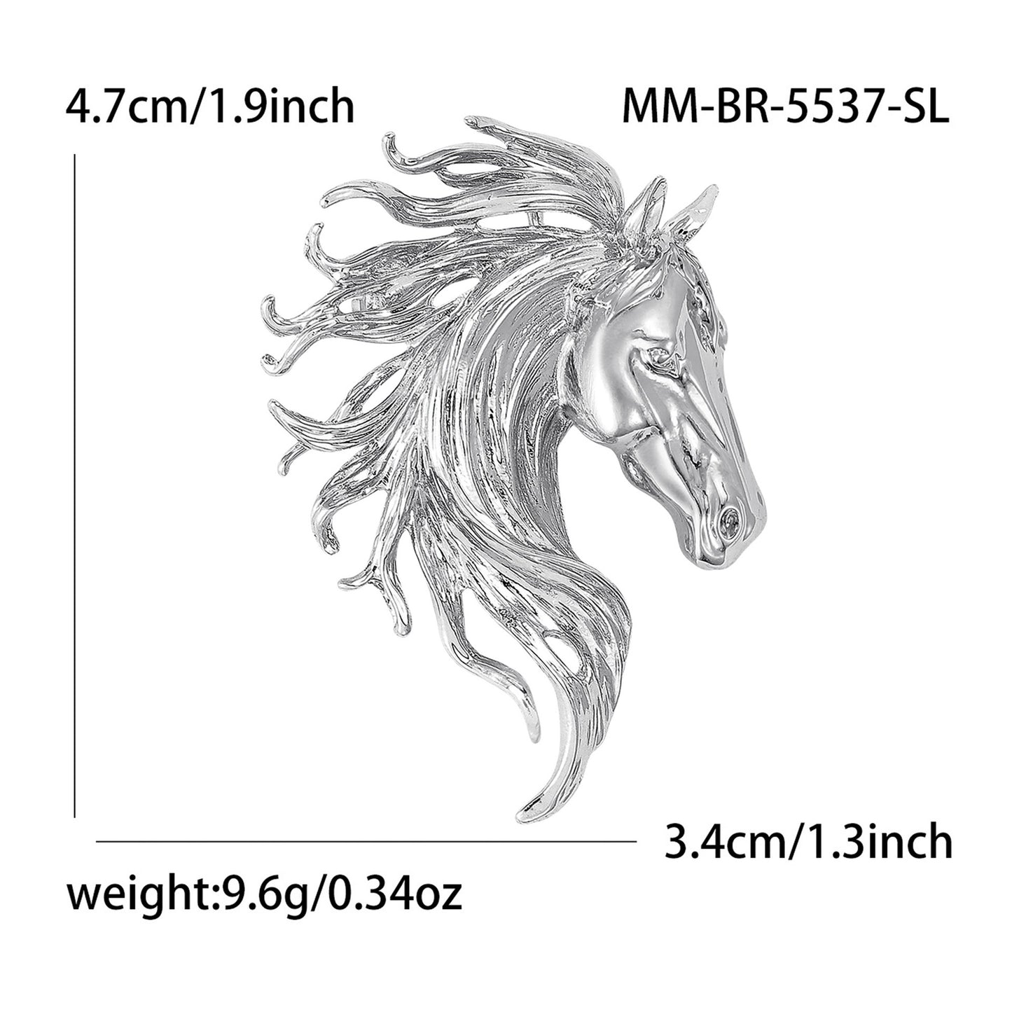 Vintage Horse Head Brooch Creative Fashion Jewelry