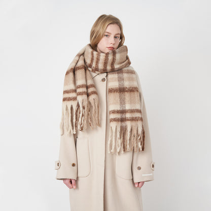 Classic Plaid Scarf Cozy Warm Fringed Neck Wrap