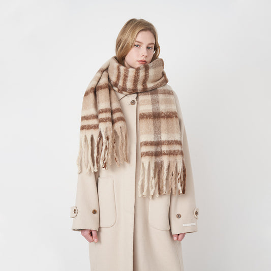 Classic Plaid Scarf Cozy Warm Fringed Neck Wrap