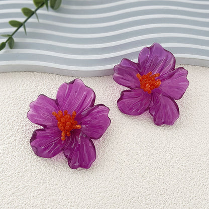 Acrylic Floral Stud Earrings Hypoallergenic Fashion