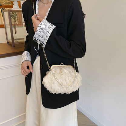 Trendy Floral Pearl Shoulder Bag Stylish Casual Crossbody Bag