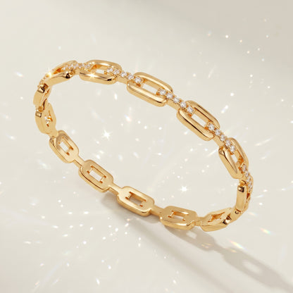 High-End Zirconia Stone Bangle with Nail Design for Weddings and Parties