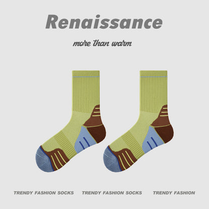 Athletic Colorblock Mid Calf Moisture Wicking Socks