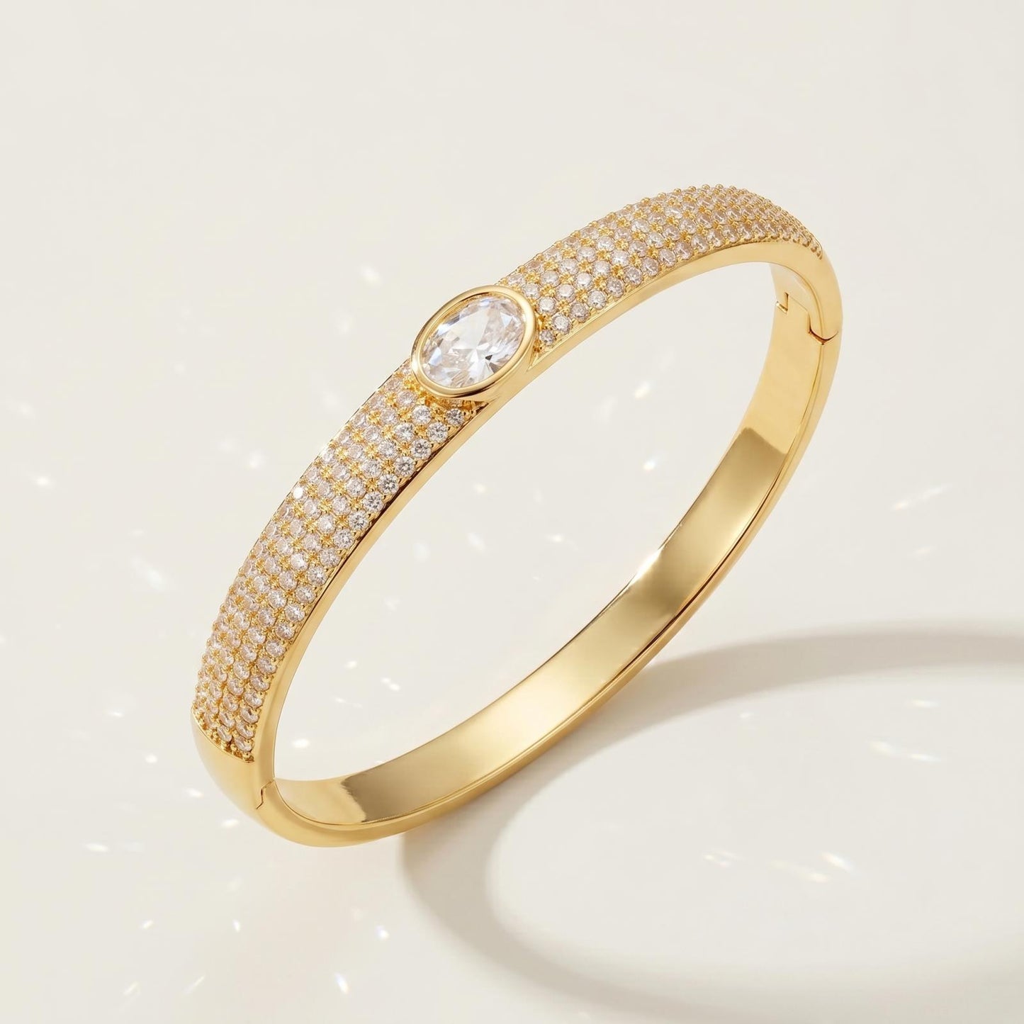 High-End Zirconia Stone Bangle with Nail Design for Weddings and Parties