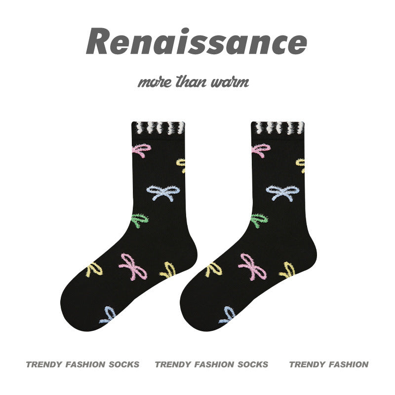 Renaissance Embossed Mid Calf Cotton Socks