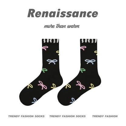 Renaissance Embossed Mid Calf Cotton Socks