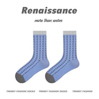 Renaissance Embossed Mid Calf Cotton Socks