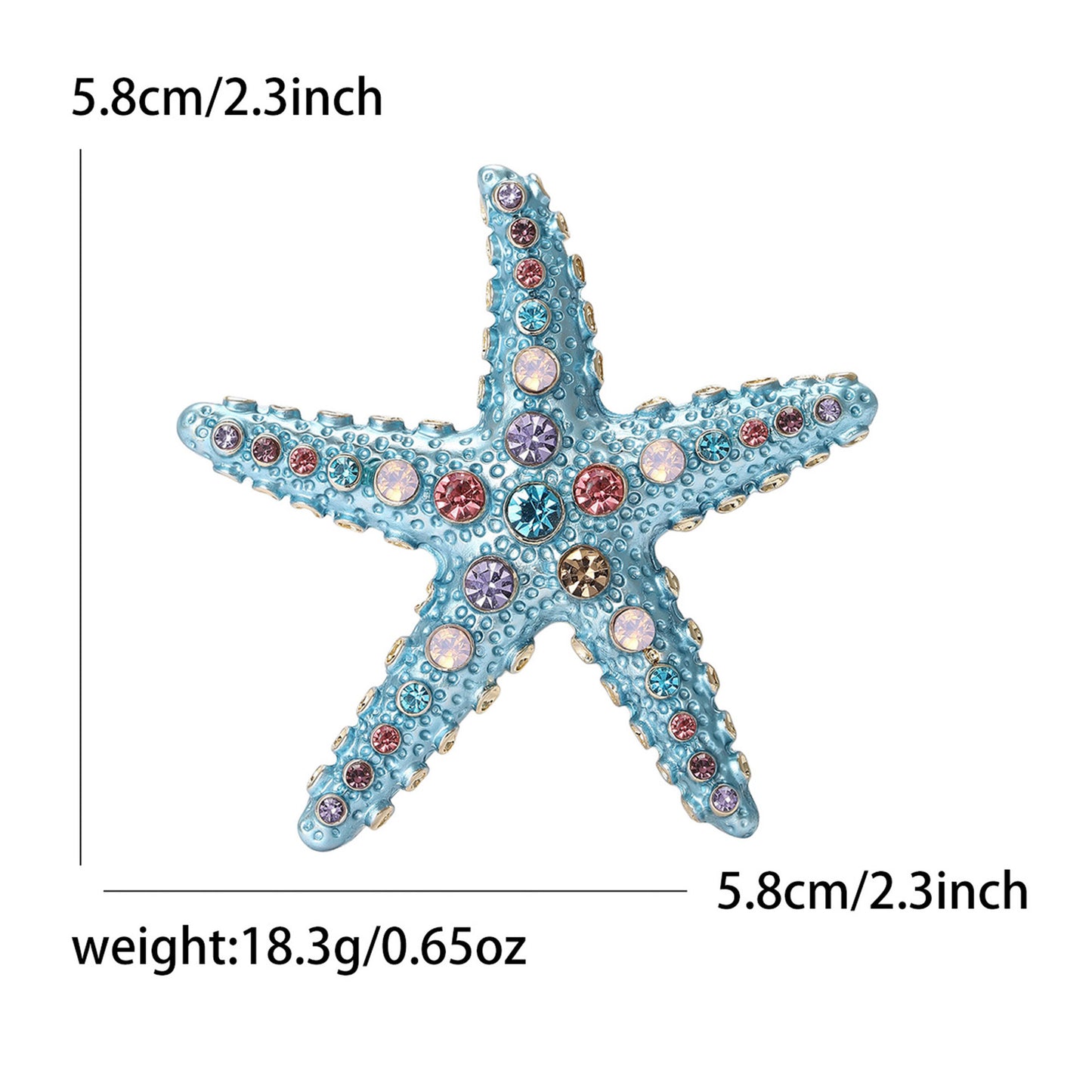Tropical Starfish Brooch Alloy Rhinestone Pin Fashion Accessory