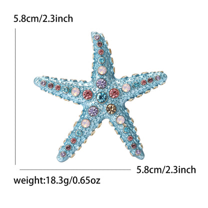 Tropical Starfish Brooch Alloy Rhinestone Pin Fashion Accessory