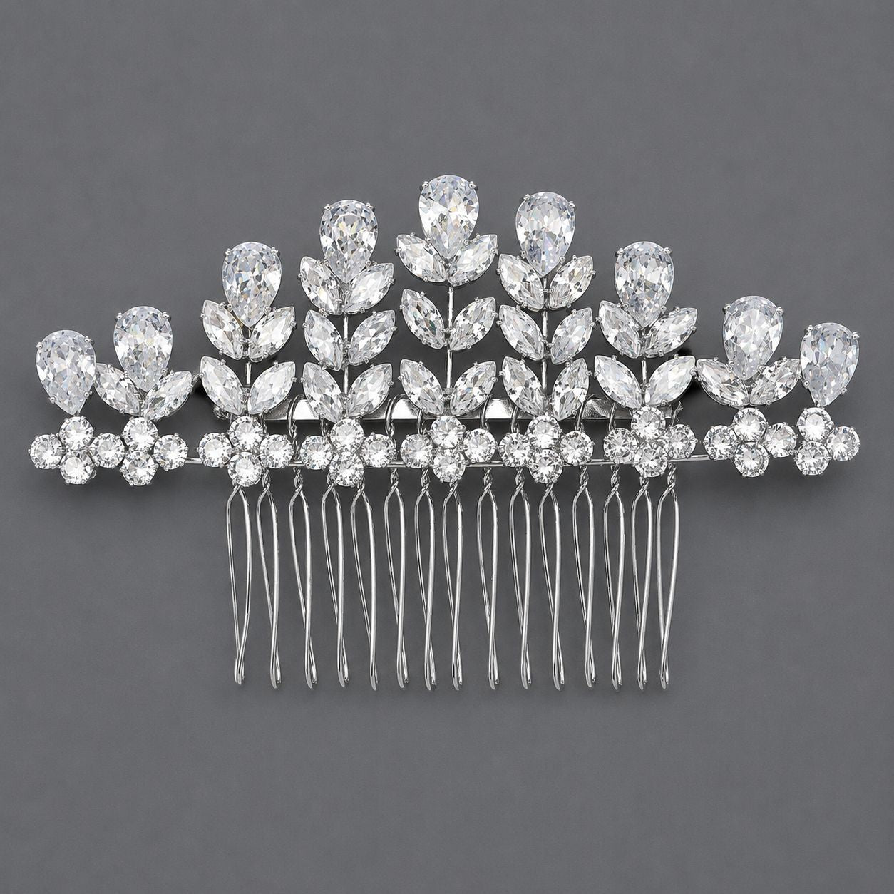 Vintage Floral Zircon Hair Comb Elegant Bridal Headpiece