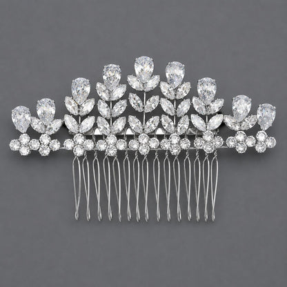 Vintage Floral Zircon Hair Comb Elegant Bridal Headpiece