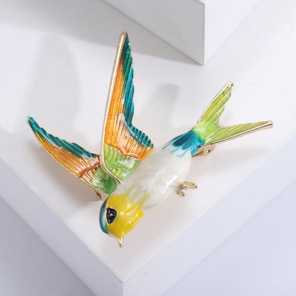 Colorful Swallow Enamel Brooch Elegant Unisex Pins