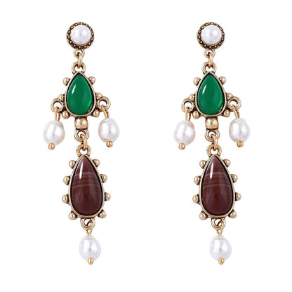 Baroque Geometric Resin Teardrop Faux Pearl Earrings