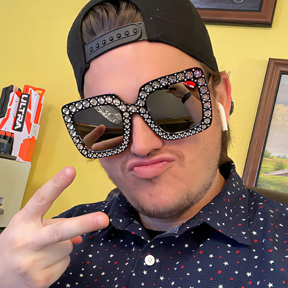 Colorful Square Rhinestone Sunglasses Trendy Bling Shade