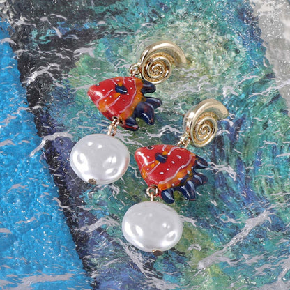 Alloy Long Dangle Earrings Starfish Shell Beach Style