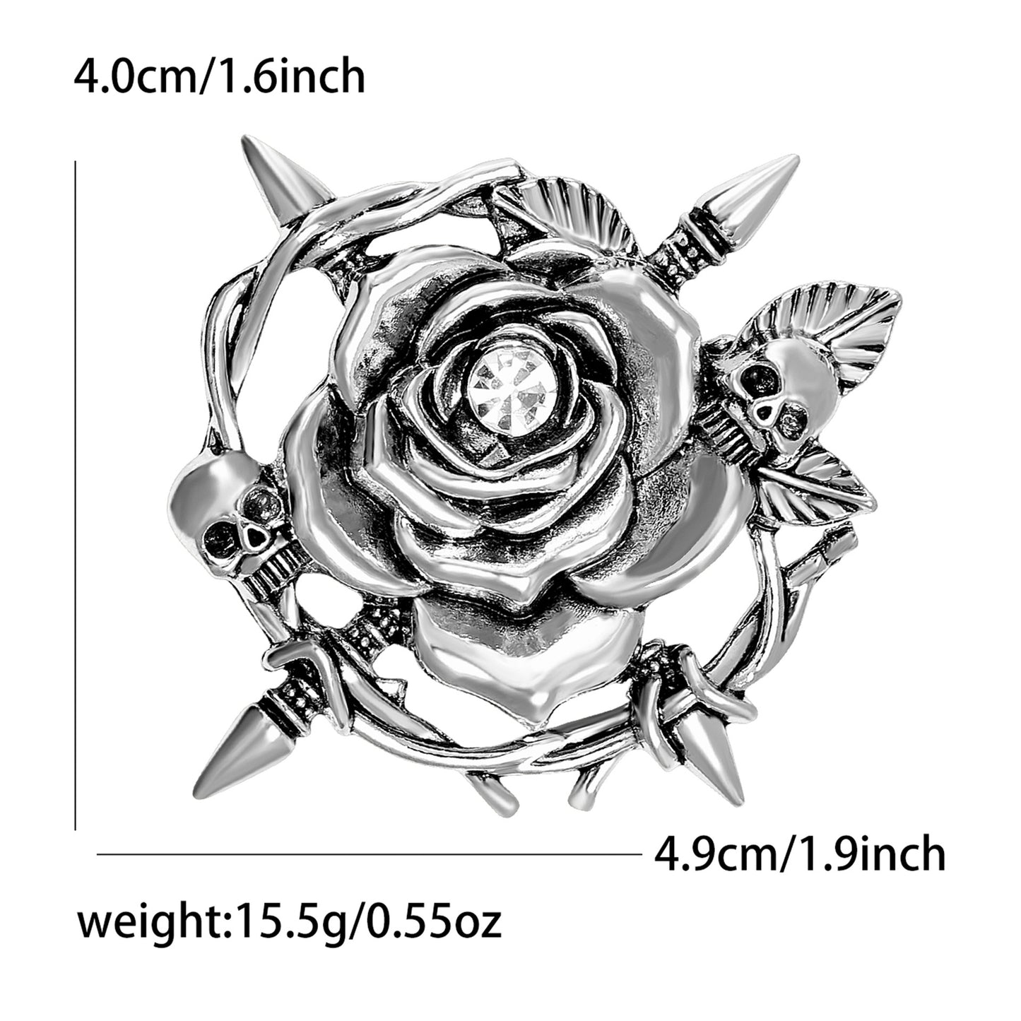 Skeleton Rose Brooch Alloy Creative Fashion Pin for Women