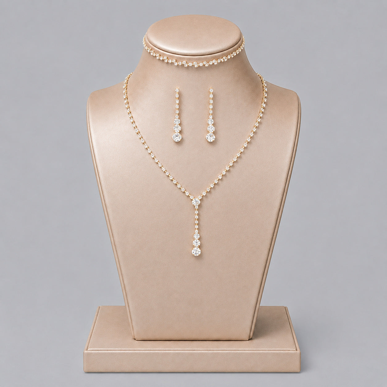 Elegant Crystal Jewelry Set with Necklace and Earrings for Parties
