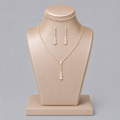 Elegant Crystal Jewelry Set with Necklace and Earrings for Parties