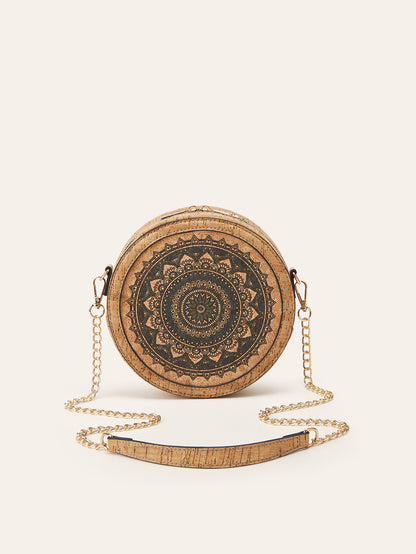 Cork Oval Crossbody Bag Retro Bohemian Style
