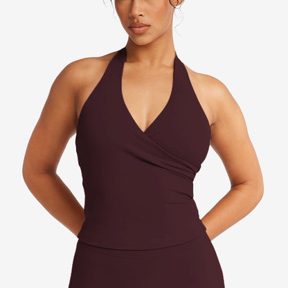 Women’s Crossback V-Neck Yoga Tank Top with Fixed Padding