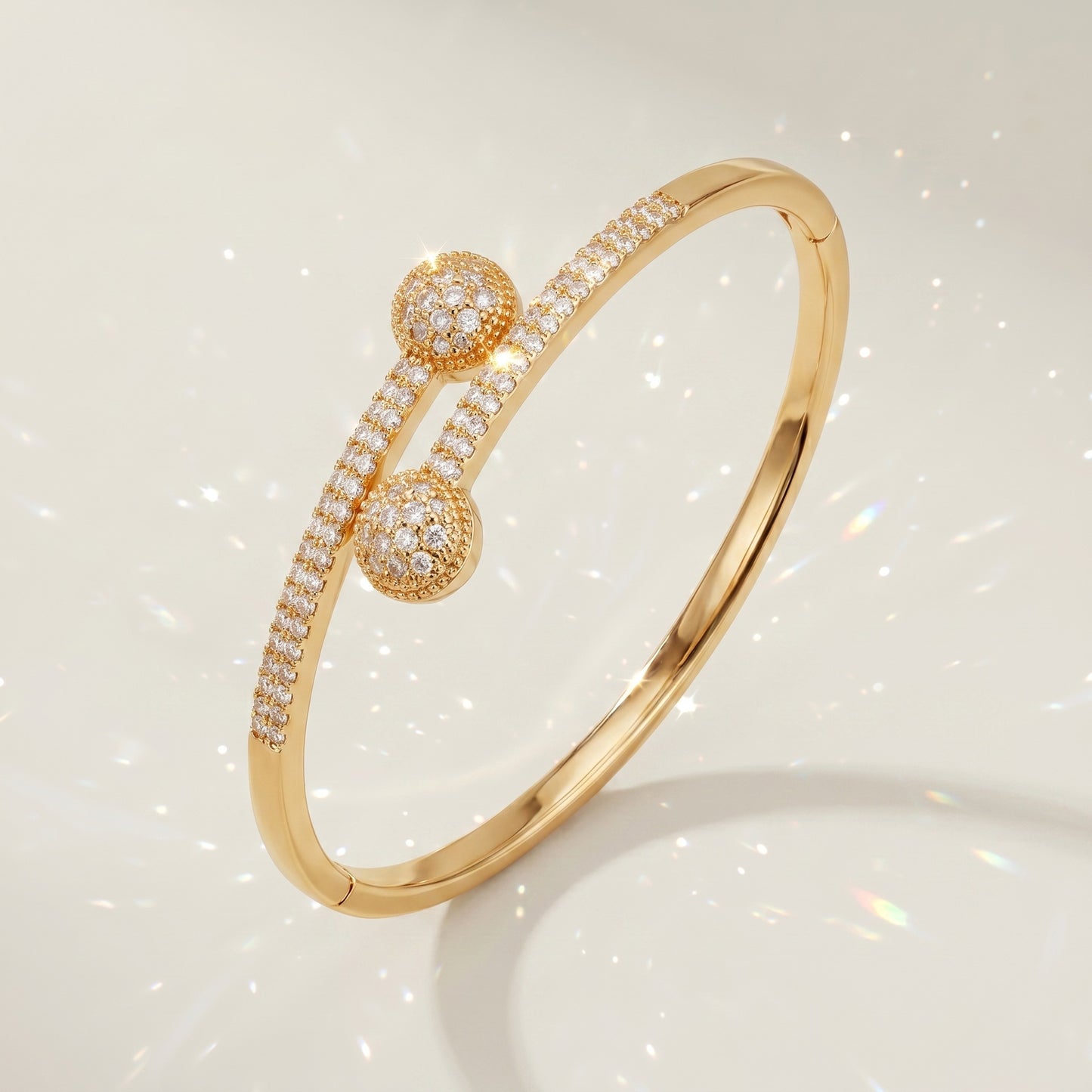 High-End Zirconia Stone Bangle with Nail Design for Weddings and Parties