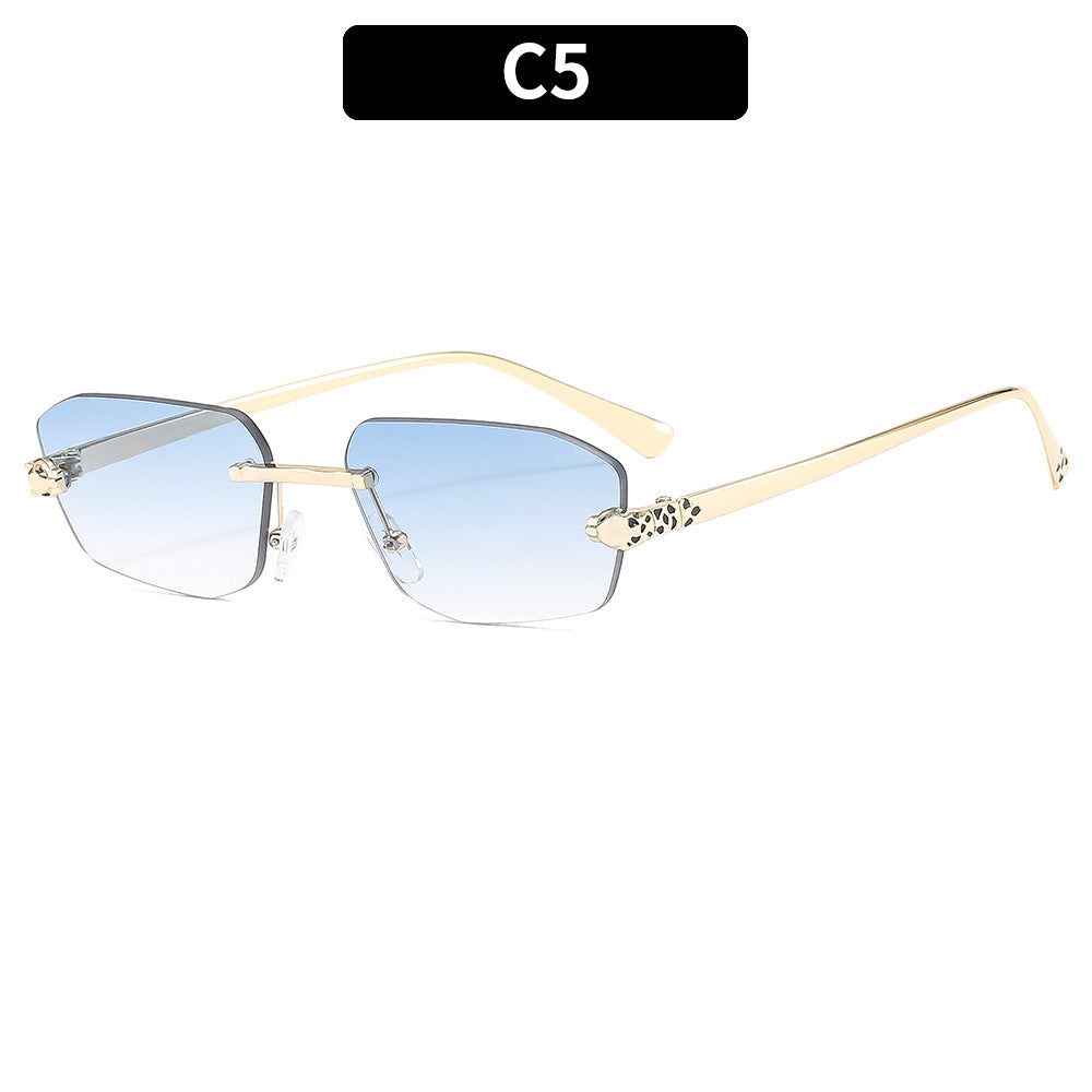 Fashionable Metal Frame Leopard Sunglasses Unisex Stylish UV400 Protection