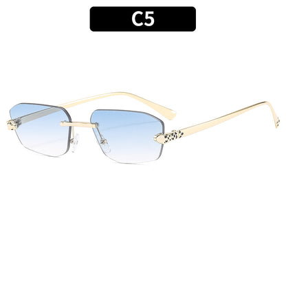 Fashionable Metal Frame Leopard Sunglasses Unisex Stylish UV400 Protection