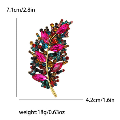 Creative Leaf Brooch with Rhinestones for Women