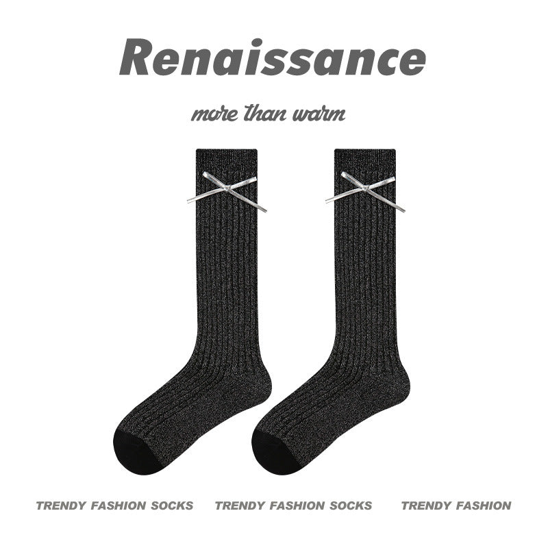 Over The Knee Socks Solid Combed Cotton Casual