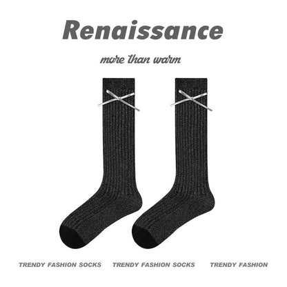 Over The Knee Socks Solid Combed Cotton Casual