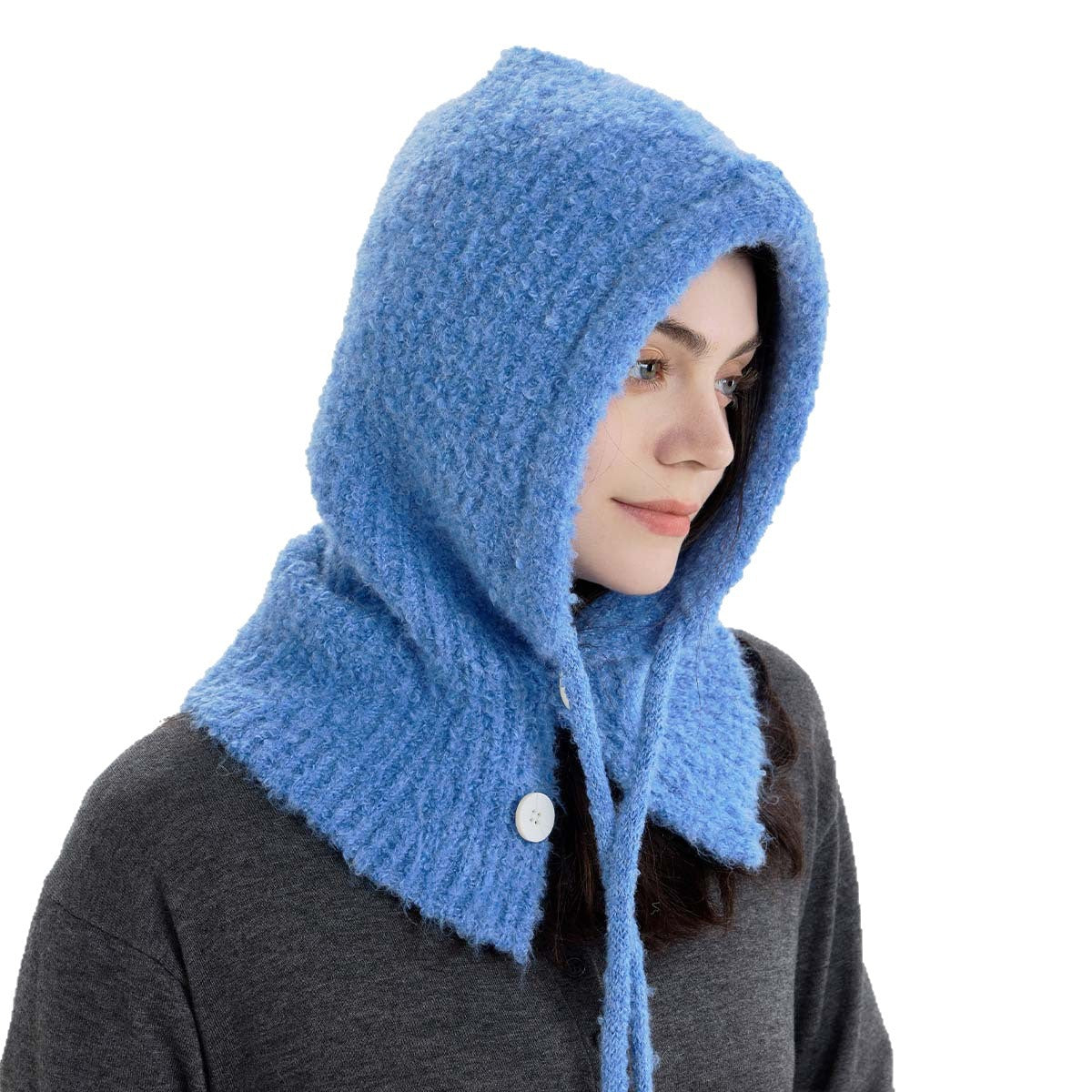 Trendy Knit Wool Blend Balaclava Hat with Neck Warmer