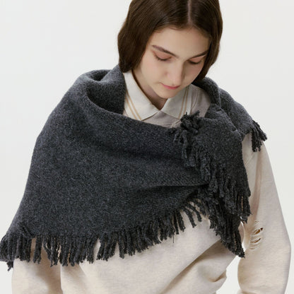 Trendy Tassel Knit Triangle Scarf for Women