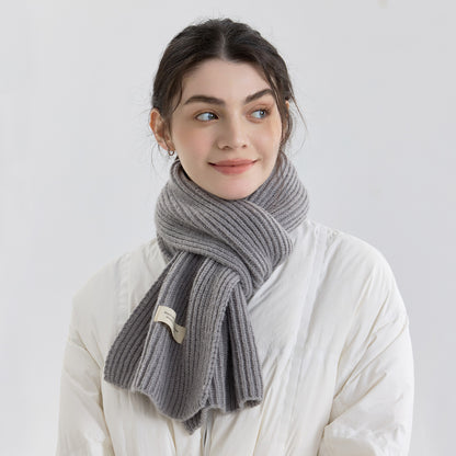 Solid Color Knitted Scarf for Women and Men