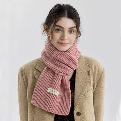 Solid Color Knitted Scarf for Women and Men