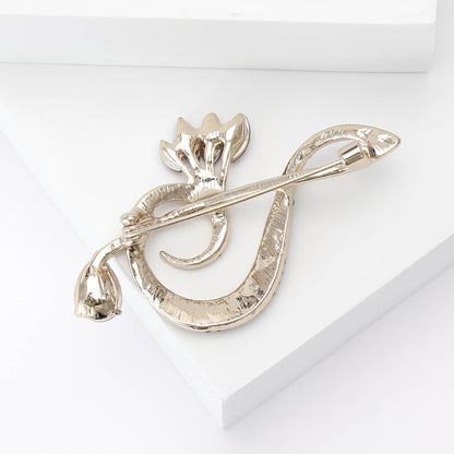 Creative Music Note Brooch Rhinestone Alloy Brooch for All Occasions