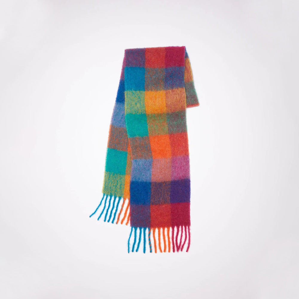 Trendy Plaid Scarf Plush Warm Women’s Shawl