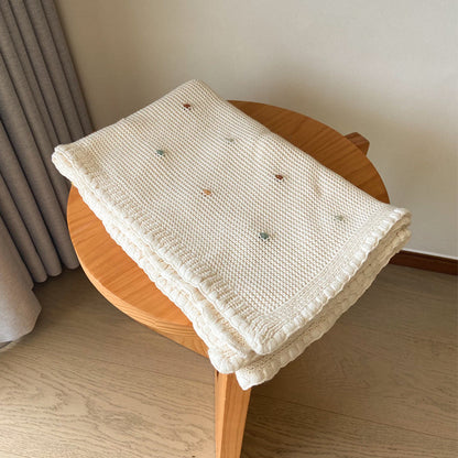 Cozy Knitted Throw Blanket with Dot Pattern Stylish Nordic Design