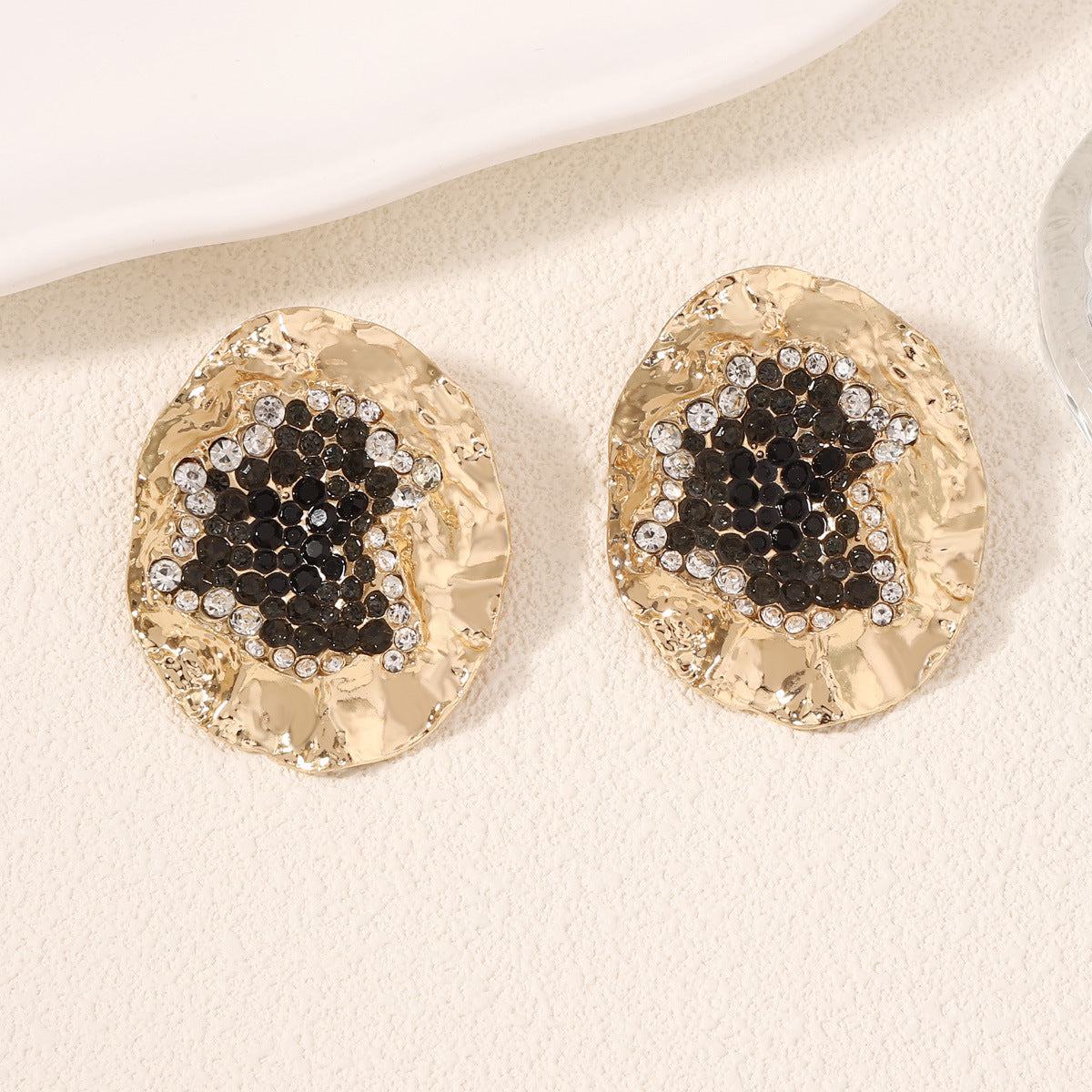 Earrings Oval Geometric Statement Colorful Crystal