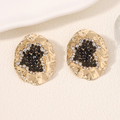 Earrings Oval Geometric Statement Colorful Crystal