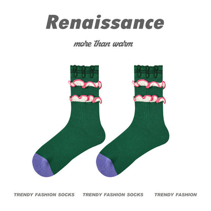 Renaissance Embossed Mid Calf Cotton Socks