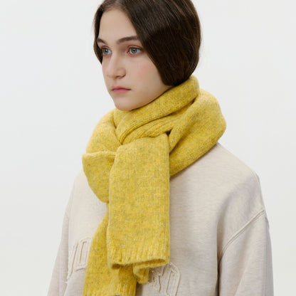 Fashionable Wool Blend Solid Color Knitted Scarf for Men and Women
