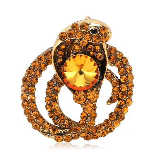 Creative Rhinestone Animal Brooch Alloy Snake Pin Fashionable Unisex Accessory