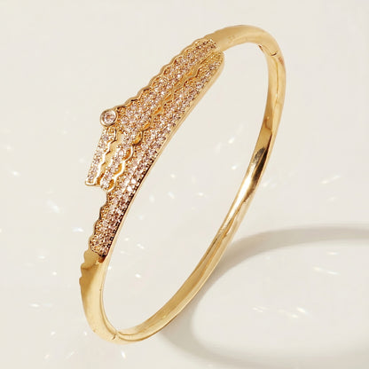High-End Zirconia Stone Bangle with Nail Design for Weddings and Parties