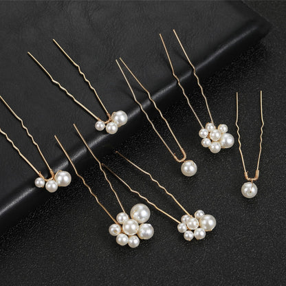 Set of 7 Pearl U Shaped Hair Pins Bride Wedding Hair Accessories